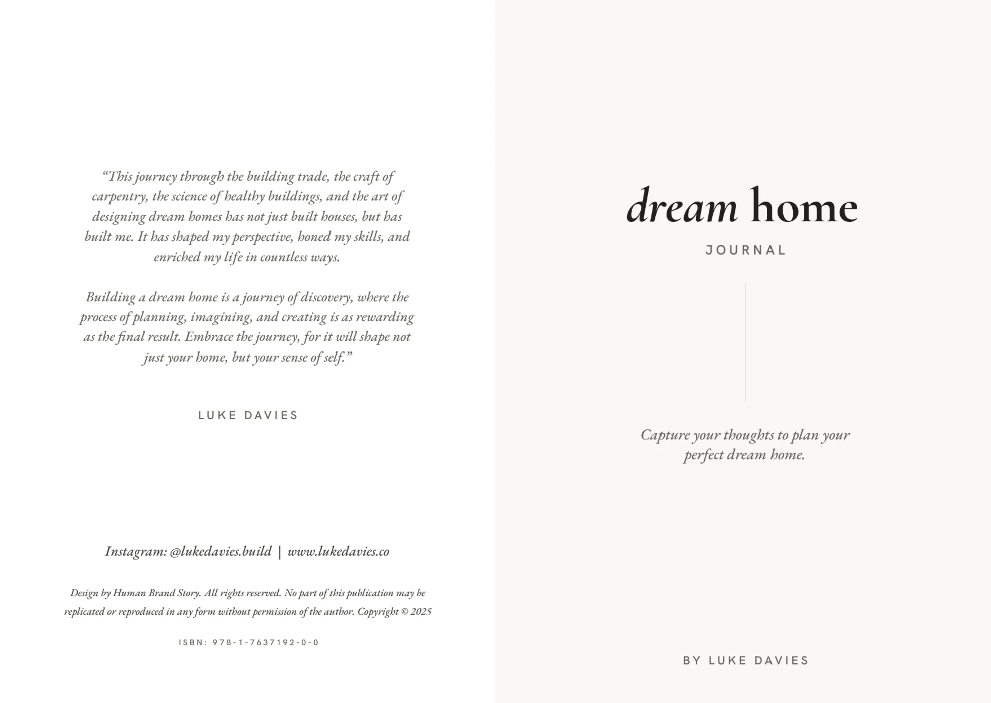 The Dream Home Journal, title page